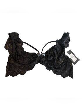 Fredericks of Hollywood black lace underwear Arabella bra size large NWT